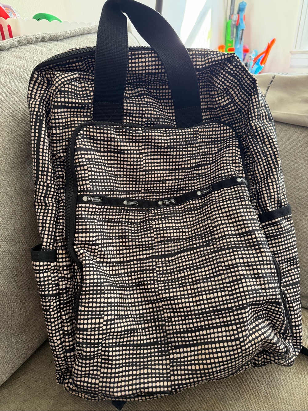 Lesportsac Black and White Dot Pattern Backpack